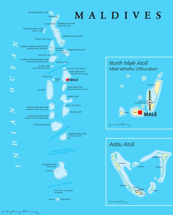 Mappa atolli Maldive